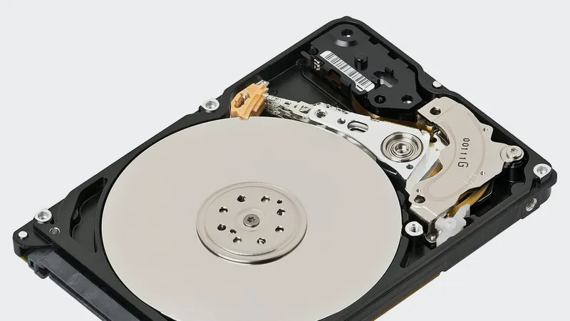 Two disassembled hard drives with platters exposed